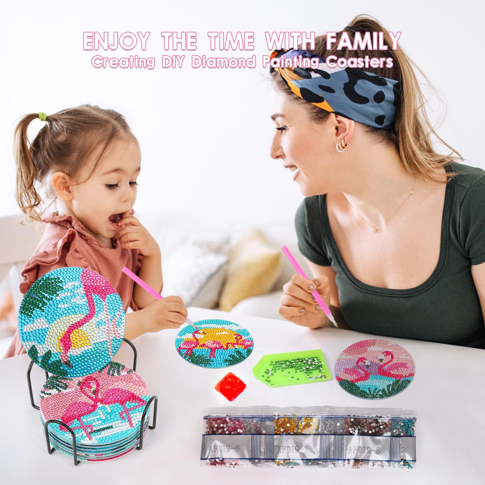Amazon.com: 8Pcs Flamingo Diamond Painting Coasters, Pink Flamingo